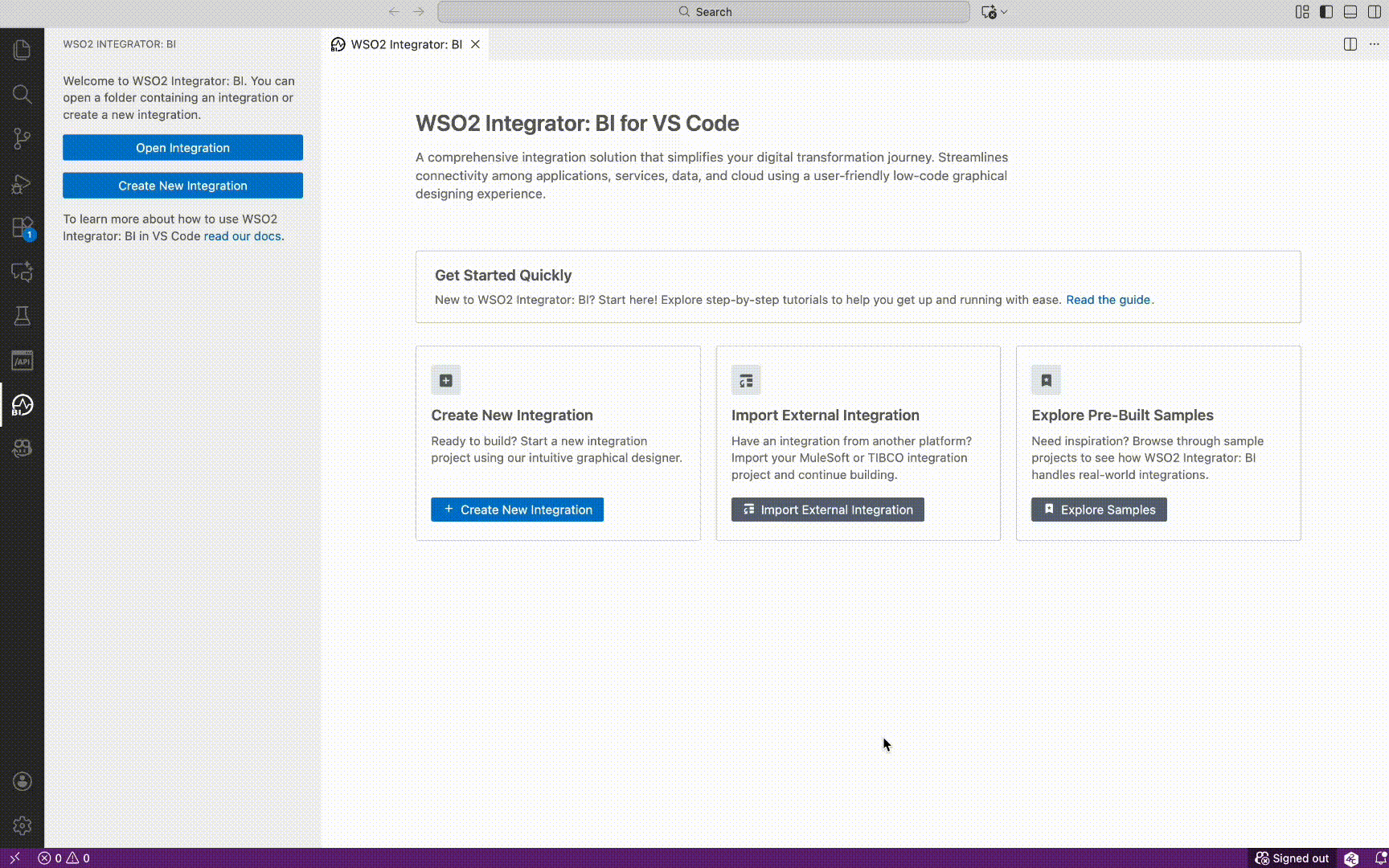 Create Integration Without Workspace