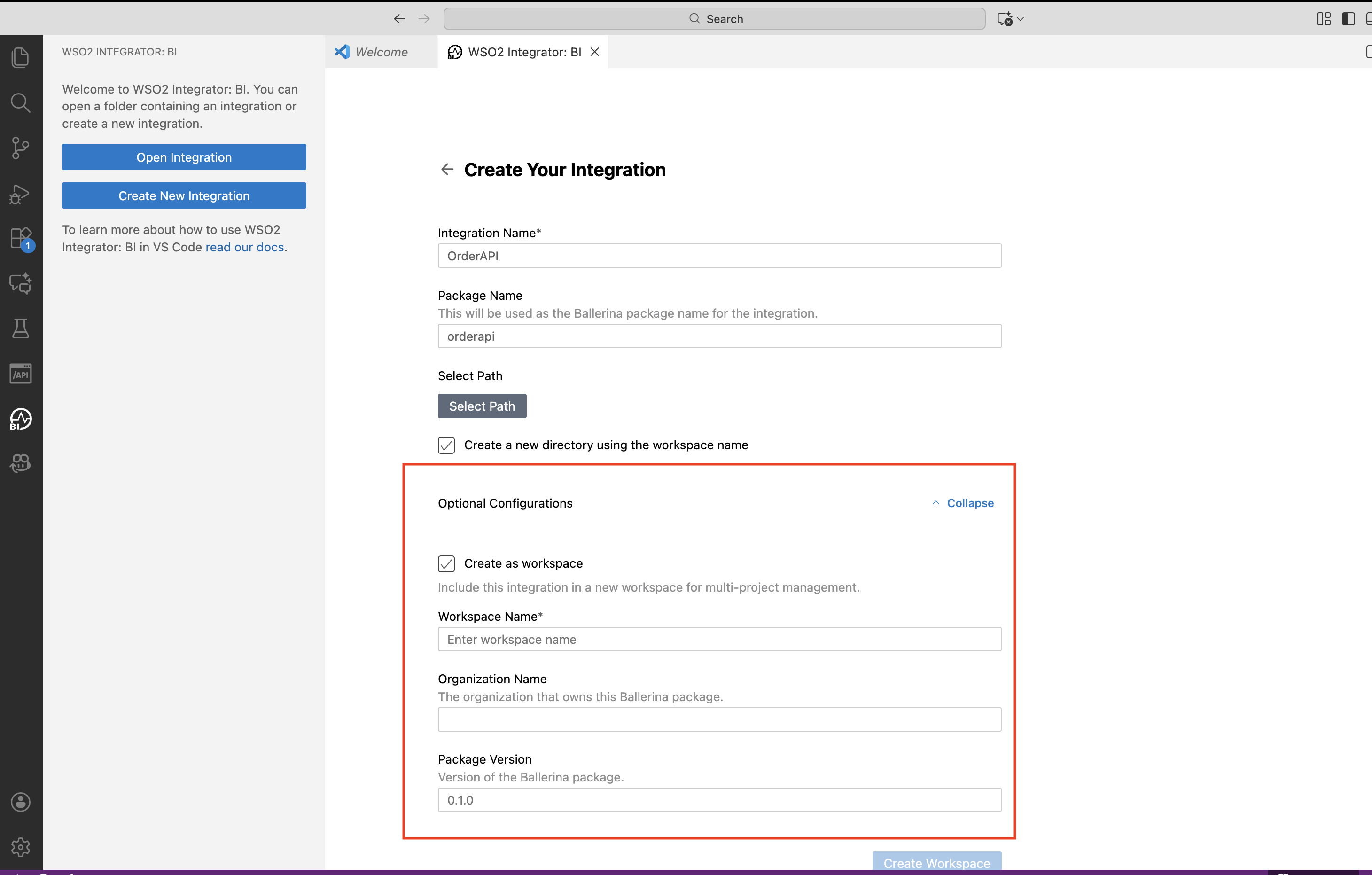 Expand Workspace Details Form